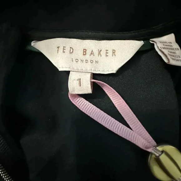 TED BAKER black LUUCIEE Neoprene Ruffle Trim skater dress size 1 US 4 NEW NWT - Picture 8 of 14